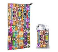 Hingor Oil Cute Schnauzer Dogs Print Quick Dry Microfiber Towel 16x31.5 Inches, Super Absorbent Lightweight Compact Travel Towel With Carabiner & Carry Bag For Outdoor, Beach, Gym, Camping