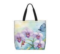Hingor Orchid Flower Butterfly Soft Fresh Spring Print Totes Bag Handbag Crossbody Bag Large Capacity Shoulder Bags With Zipper For Women Ladies Girls School,College,Shopping,Work