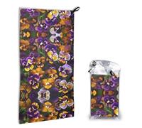 Hingor Pansy Perfection Print Quick Dry Microfiber Towel 16x31.5 Inches, Super Absorbent Lightweight Compact Travel Towel With Carabiner & Carry Bag For Outdoor, Beach, Gym, Camping