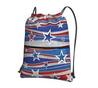 Hingor Patriotic Stars Strips Independence Day Print Drawstring Backpack String Bag Sackpack Cinch Water Resistant For Gym Shopping Sport Yoga