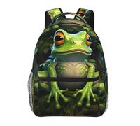 Hingor Peace Frog Tree Print Unisex Leisure Backpack Lightweight Travel Work Everyday Use Weekend Getaways
