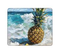 Hingor Pineapple By The Sea Print Mouse Pad With Stitched Edges, Premium-Textured Mouse Mat Pad, Non-Slip Rubber Base Mousepad For Gaming Laptop Computer