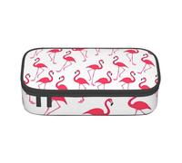 Hingor Pink Flamingo Pattern Print Pencil Case for Girls Boys, Large Capacity Pencil Case Pouch with 3 Compartment, Stationery Storage Organizer for Women Men Adults School Office College Students