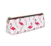 Hingor Pink Flamingo Pattern Print Stylish and Practical Pencil Case Large Capacity Triangle Pencil Pouch with Zipper