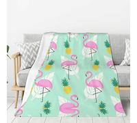 Hingor Pink Flamingo Pineapples Print Throw Blankets All Season Ultra Soft Warm Fleece Blanket For Home Bed Sofa Couch Chair Outdoor Travel Camping (80x60) Inch