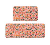 Hingor Pink Peach Pattern Seamless Pattern 1 Print Kitchen Rugs Set Of 2 Non Slip 123 Print Polyester Area Rugs Floor Mats Washable Carpet Mat Comfort Standing Mat For Kitchen Laundry Sink Office