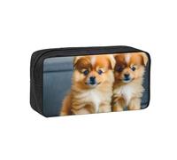 Hingor Pomeranians Puppies and Point Print Big Capacity Pencil Case Pencil Pouch Pen Case School Supplies Cute Pencil Box