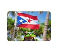 Hingor Puerto Rico Flags Frog Palm Trees Print Highly Absorbent Microfiber Door Mat And Pet Rug (60x40cm), Non Slip Thick Washable Area And Bath Mat Soft For Kitchen Bathroom