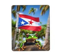 Hingor Puerto Rico Flags Frog Palm Trees print Mouse Pad with Stitched Edges, Premium-Textured Mouse Mat Pad, Non-Slip Rubber Base Mousepad for Gaming Laptop Computer