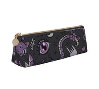 Hingor Purple Black Goth Spooky Print Stylish and Practical Pencil Case Large Capacity Triangle Pencil Pouch with Zipper
