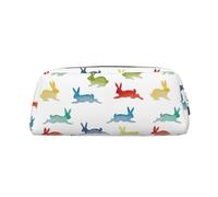 Hingor Rabbits in Different Poses Jumping Running Print Fashion Stationery Pencil Bag Toiletry Pouch with Zipper for Cosmetics, Stationery, Purse, Pencil Case - Travel