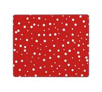 Hingor Red And White Polka Dots Print Mouse Pad With Stitched Edge Premium Textured Smooth Precise Operation Waterproof Washable Non-Slip Rubber Base Desktop Protection Mat 9 X 7 Inch