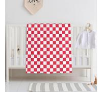 Hingor Red Checkered White Squares Print Baby Blankets, Toddler Blanket For Boys Girls, Double Layer, Crib Receiving Blanket,