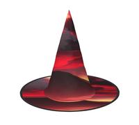 Hingor Red Sky At Night Starry Print Halloween Hat For Women, Adult Witches Cosplay Accessories, Foldable Pointed Hat