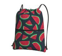 Hingor Red Watermelon Print Drawstring Backpack String Bag Sackpack Cinch Water Resistant For Gym Shopping Sport Yoga