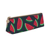 Hingor Red Watermelon Print Stylish and Practical Pencil Case Large Capacity Triangle Pencil Pouch with Zipper