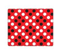Hingor Red White Polka Dot Print Mouse Pad With Stitched Edge Premium Textured Smooth Precise Operation Waterproof Washable Non-Slip Rubber Base Desktop Protection Mat 9 X 7 Inch