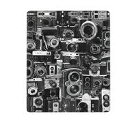 Hingor Retro Cool Camera Collection Print Mouse Pad With Stitched Edges - Mousepad For, 9 X 7 Inch Washable Square Desk Pad, Non-Slip Rubber Base, Office Home Laptop Accessories