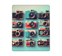 Hingor Retro Cool Camera Collection Print Mouse Pad With Stitched Edges - Mousepad For, 9 X 7 Inch Washable Square Desk Pad, Non-Slip Rubber Base, Office Home Laptop Accessories