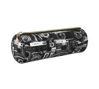 Hingor Retro Cool Camera Collection Print Pu Pencil Pen Case Portable Stationery Bag Pouch Cosmetic Organizer Bag for Man and Woman
