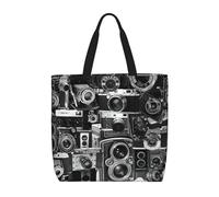 Hingor Retro Cool Camera Collection Print Totes Bag Handbag Crossbody Bag Large Capacity Shoulder Bags With Zipper For Women Ladies Girls School,College,Shopping,Work