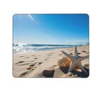 Hingor Seashells On The Sandy Beach Print Mouse Pad With Stitched Edges, Premium-Textured Mouse Mat Pad, Non-Slip Rubber Base Mousepad For Gaming Laptop Computer