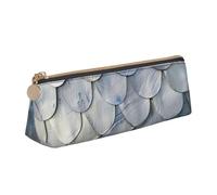 Hingor Silver Fish Scale Print Stylish and Practical Pencil Case Large Capacity Triangle Pencil Pouch with Zipper