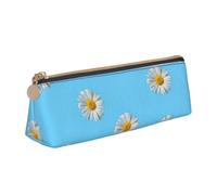 Hingor Small Daisy Print Stylish and Practical Pencil Case Large Capacity Triangle Pencil Pouch with Zipper