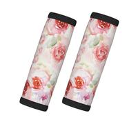 Hingor Soft Color Pale Faded Mix of Roses Print Comfortable Neoprene Luggage Handle Wrap Suitcase Handle Cover, (Pack of 2)