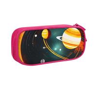 Hingor Solar System Jupiter Saturn Print Pencil Case, Large Capacity Pen Case Bag Pouch Holder Stationery Desk Organizer with Zipper for School & Office Supplies