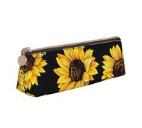 Hingor Sunflower.. Print Stylish and Practical Pencil Case Large Capacity Triangle Pencil Pouch with Zipper