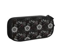 Hingor Supernatural Symbols Black Print Pencil Case, Large Capacity Pen Case Bag Pouch Holder Stationery Desk Organizer with Zipper for School & Office Supplies