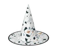 Hingor Terrazzo Marble Pastel Print Halloween Hat For Women, Adult Witches Cosplay Accessories, Foldable Pointed Hat