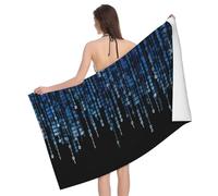 Hingor The Blue Binary Print Beach Towel, Soft Lightweight Microfiber Quick Dry Bath Towels Gifts For Bathroom, Pool, Travel, Swimming Decor 31"X51"