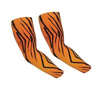 Hingor Tiger Stripe Print Pairs Uv Protection Cooling Arm Sleeves, Women Men Summer Outdoor Sunblock Arm Cover With