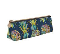 Hingor Tropical Fruit Pineapple Print Stylish and Practical Pencil Case Large Capacity Triangle Pencil Pouch with Zipper