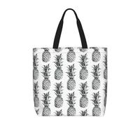 Hingor Tropical Theme Pineapple Fruit Pattern Print Tote Bag For Women Large Beach Bag Reusable Grocery Bags Handbag For Travel Shopping