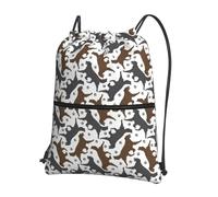 Hingor Trotting Flat Coated Retrievers Paw Print Drawstring Backpack String Bag Sackpack Cinch Water Resistant For Gym Shopping Sport Yoga