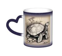 Hingor Turtle Write Print Funny Ceramic Heated Novelty Coffee Cup. Heat Sensitive Mug, Color Changing Mug.Funny Mugs for Men, Friends and Lover