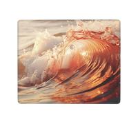 Hingor Waves Sunset Print Mouse Pad With Stitched Edge Premium Textured Smooth Precise Operation Waterproof Washable Non-Slip Rubber Base Desktop Protection Mat 9 X 7 Inch