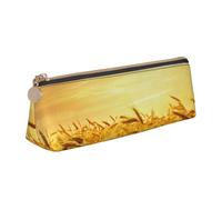 Hingor Wheat Field Print Stylish and Practical Pencil Case Large Capacity Triangle Pencil Pouch with Zipper