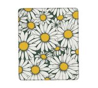 Hingor White daisy print Mouse Pad with Stitched Edges, Premium-Textured Mouse Mat Pad, Non-Slip Rubber Base Mousepad for Gaming Laptop Computer