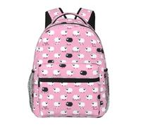 Hingor White Sheep On Pink Background Print Unisex Leisure Backpack Lightweight Travel Work Everyday Use Weekend Getaways