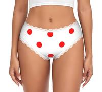 Hingor Women Polka Dot. Print Hipster Panties, Lace Trims Low Rise Bikini Comfortable Underwear S-Xxl White