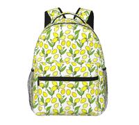 Hingor Yellow Fresh Lemons Print Unisex Leisure Backpack Lightweight Travel Work Everyday Use Weekend Getaways
