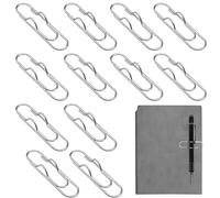 HINGTAI 12Pcs Pen Holder Clips - Metal Pen Holding Paper Clips for Notebooks, Multi-Functional Bookmark & Card Holder for Desk Organization, Decorative Pencil Clip Organizer