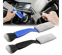 HINGTAI 2 Pcs Double Head Brush for Car Clean,Car Brushes for Detailing Interior,Car Air Vents Dashboard Seat Clean Brush(Blue,Black)