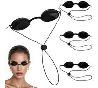 HINGTAI 4Pcs Black Tanning Goggles, Red Light Therapy Eye Protection Eye Goggles Tools for Red Light Therapy Tanning Eye Protection for Sunbed Sunbathing Ipl LED Light