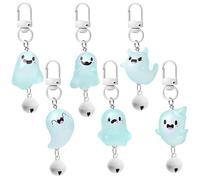 HINGTAI 6Pcs Halloween Ghost Keychain, Gifts Spooky Boo Basket Stuffers Christmas Key Chain Bag Charms Accessories Funny Decor Purse Charms for Teen Girl