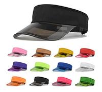 HINGTAT 12 Colors Sun Visors for Women Plastic Clear Cap with UV Protection Candy Color Transparent Visor Cap Colorful Poker Hat Adjustable Golf Tennis Visor Hats Hot Pink